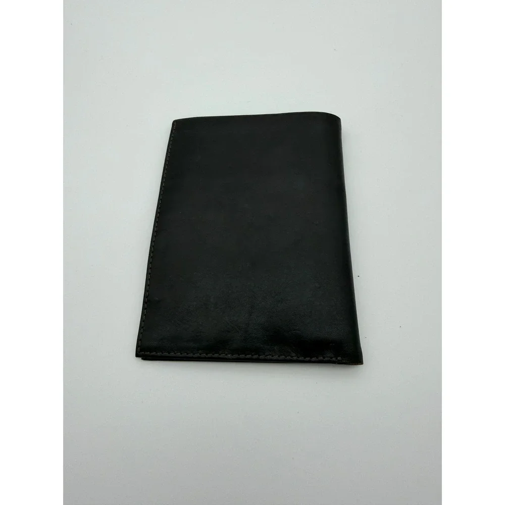 Homero Ortega Leather Passport Holder Wallet Woven Inlay Brown Ecuador Mens